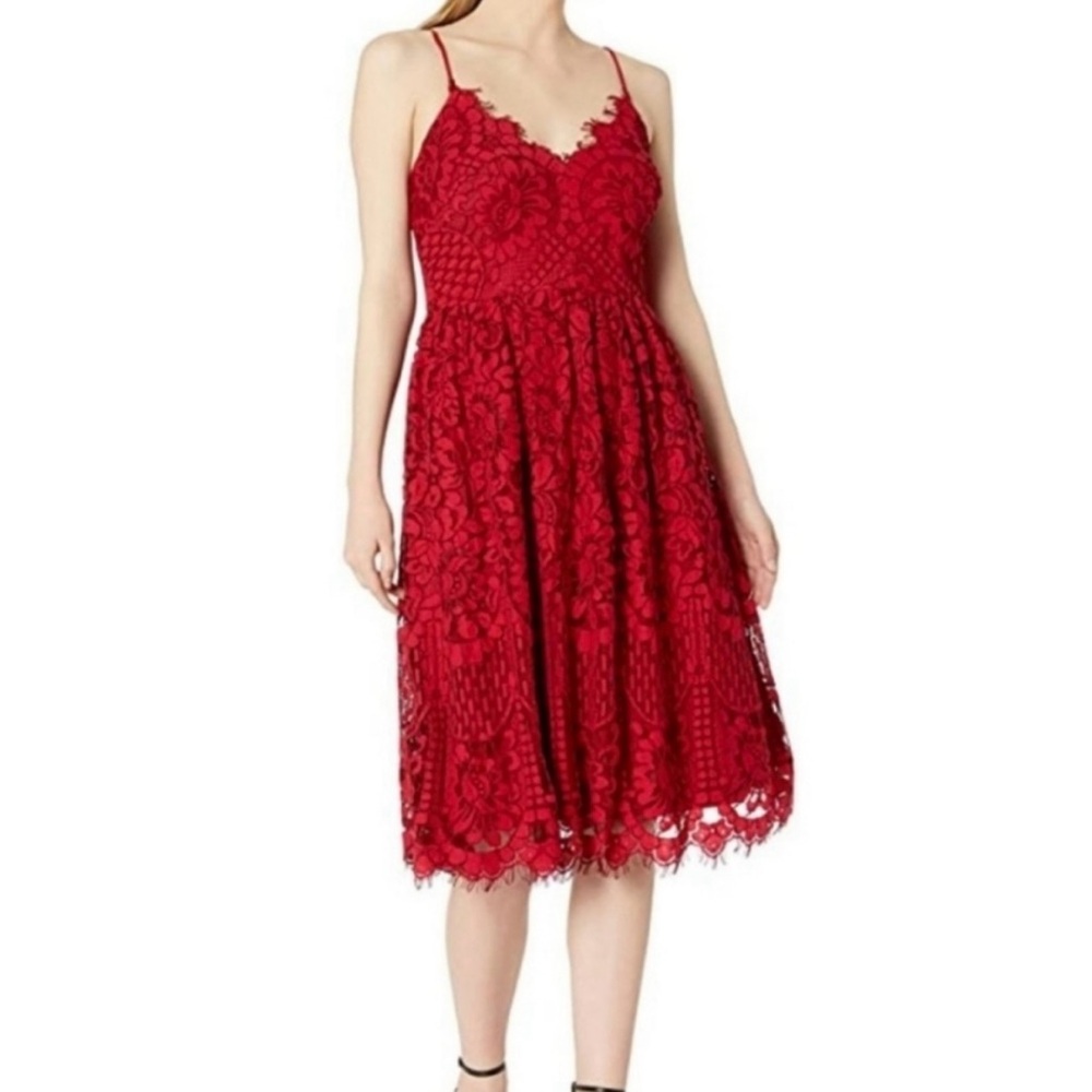 Nicole Miller Red Lace Dress